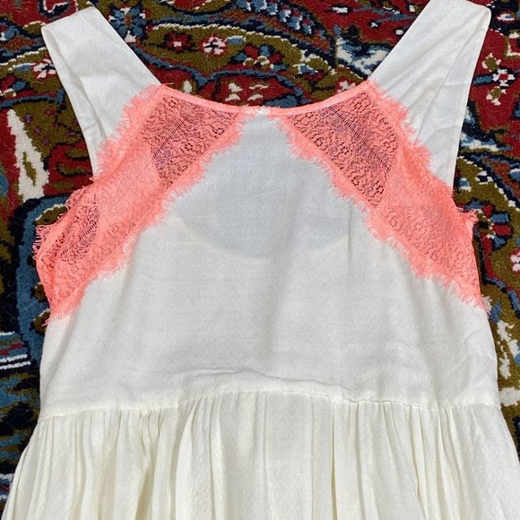 Free People 0 XS Ivory Neon Pink Dress Mini Short - Picture 3 of 6